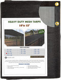 Heavy Duty Black Knitted Mesh Tarp with Grommets, 10 FT X 12 FT, Pack of 2 H421