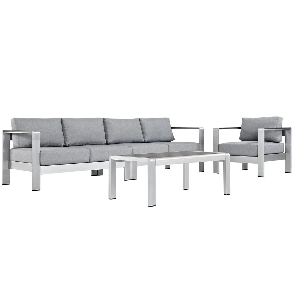 4 Piece Outdoor Patio Aluminum Sectional Sofa Set O466431