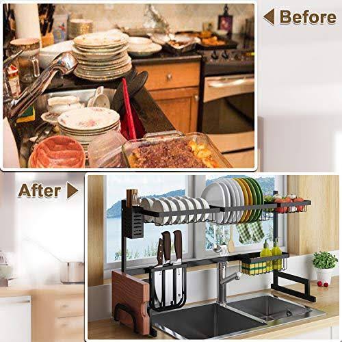 Length Adjustable Stainless Steel Over Sink Rack 2 Tier Shelf I36263
