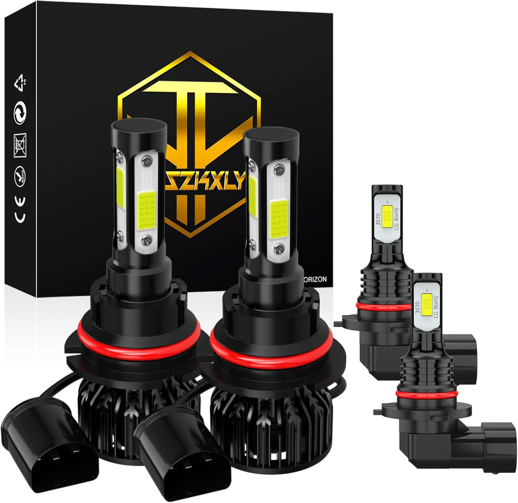 9007/HB5 High Low Beam + 9006/HB4 Fog Light Bulbs, Pack of 4 LED Headlights K502490