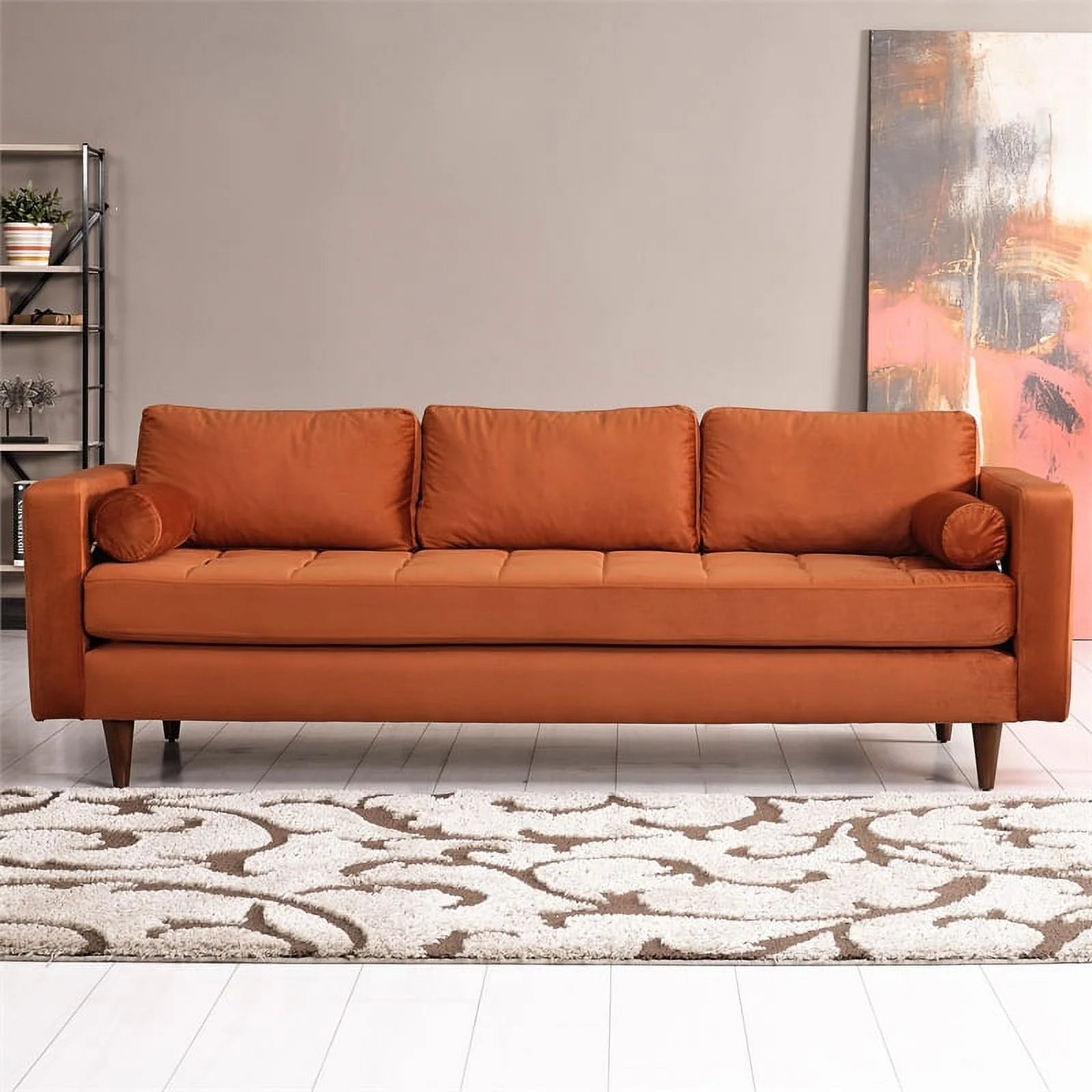 Orange Velvet Sofa I910