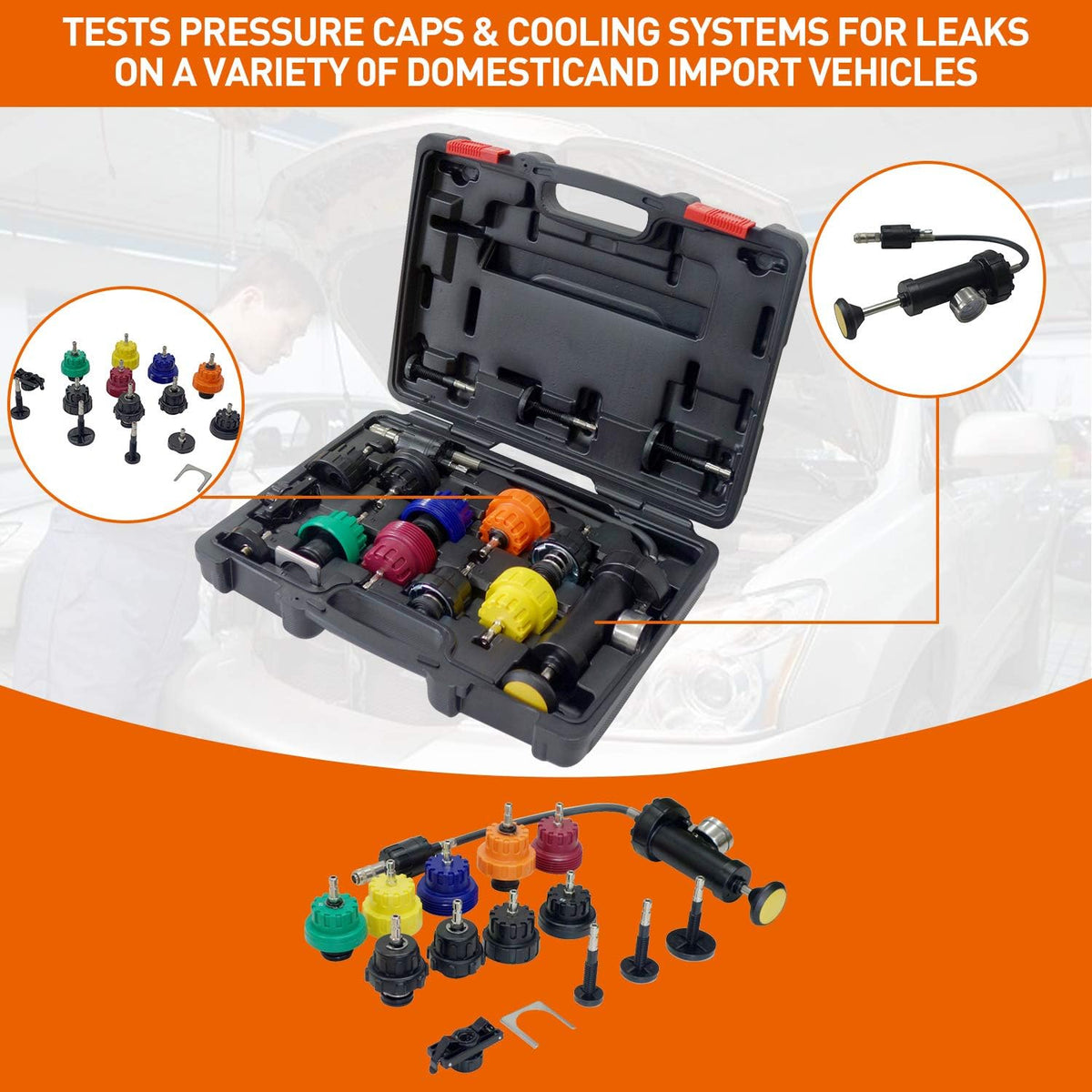 Universal Radiator Pressure Tester Kit, 16pcs, Pack of 2 H7536