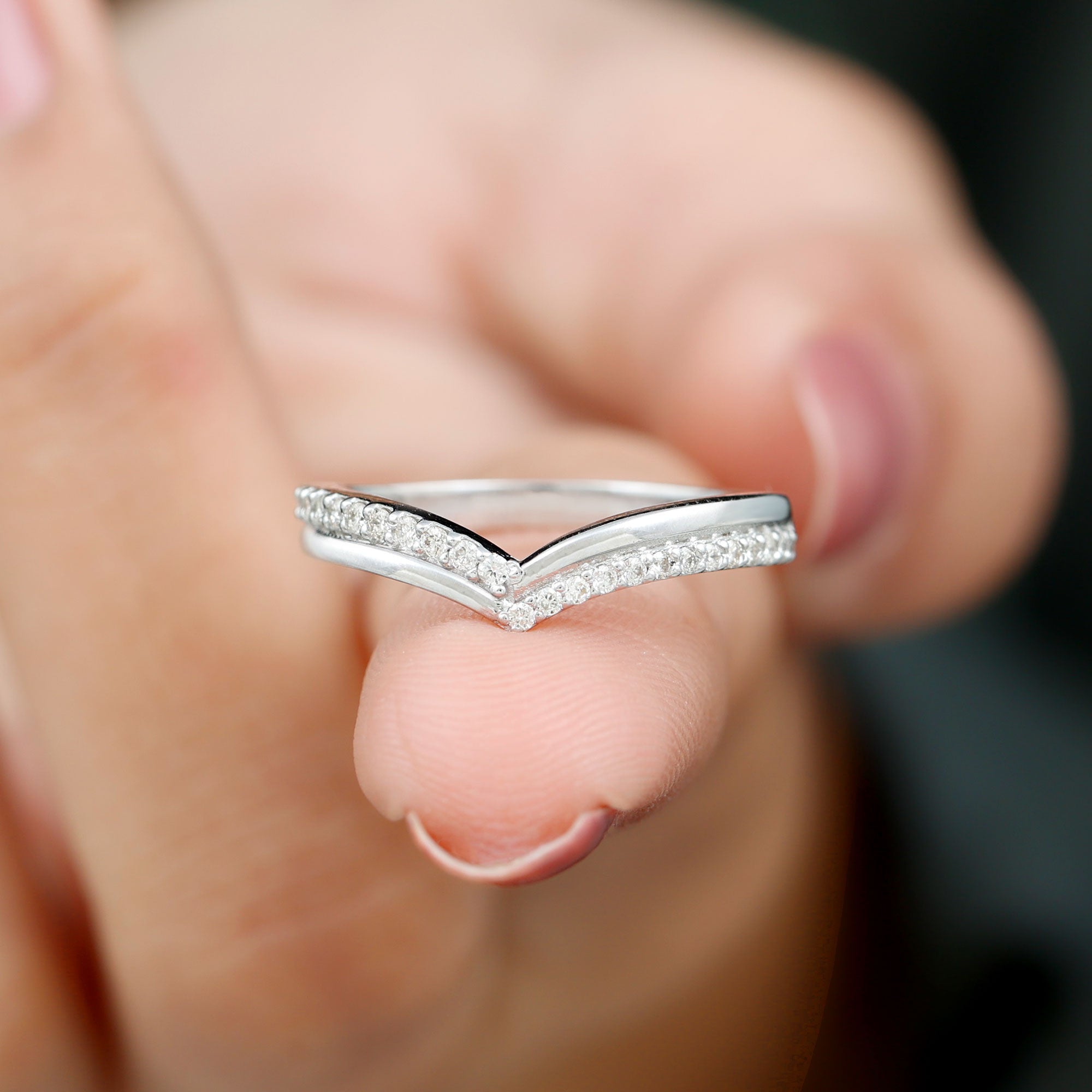 1/4 CT Diamond Chevron Ring in Pave Setting, 925 Sterling Silver G3128