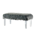 Gray Faux Fur Bench S7593