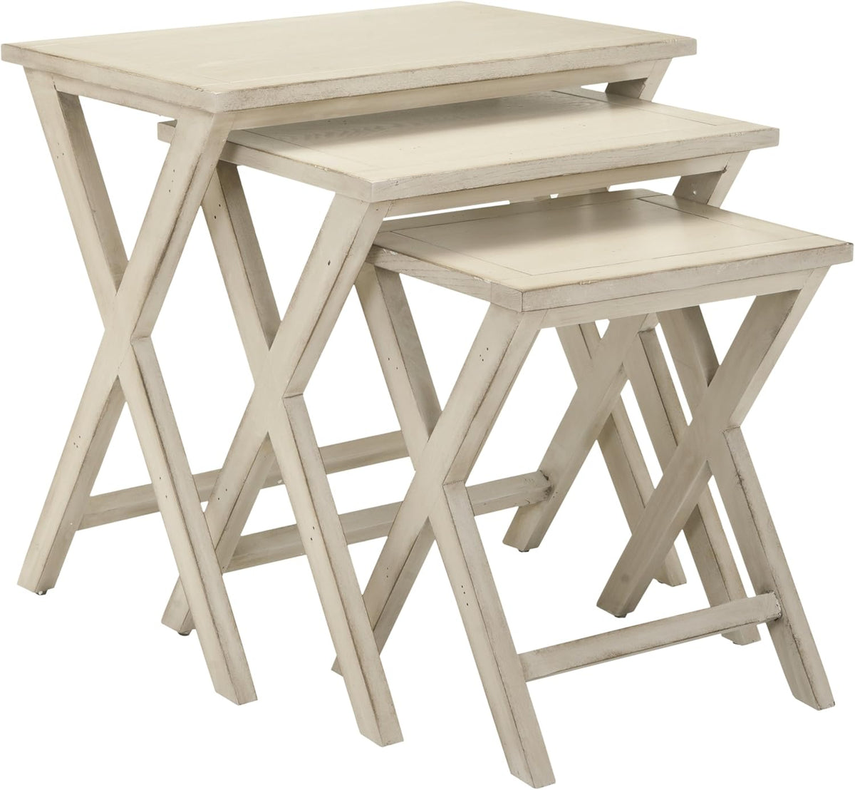 Antiqued White Stacking Tray Tables J300