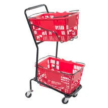 Black Double Hand Basket Shopping Cart J32154