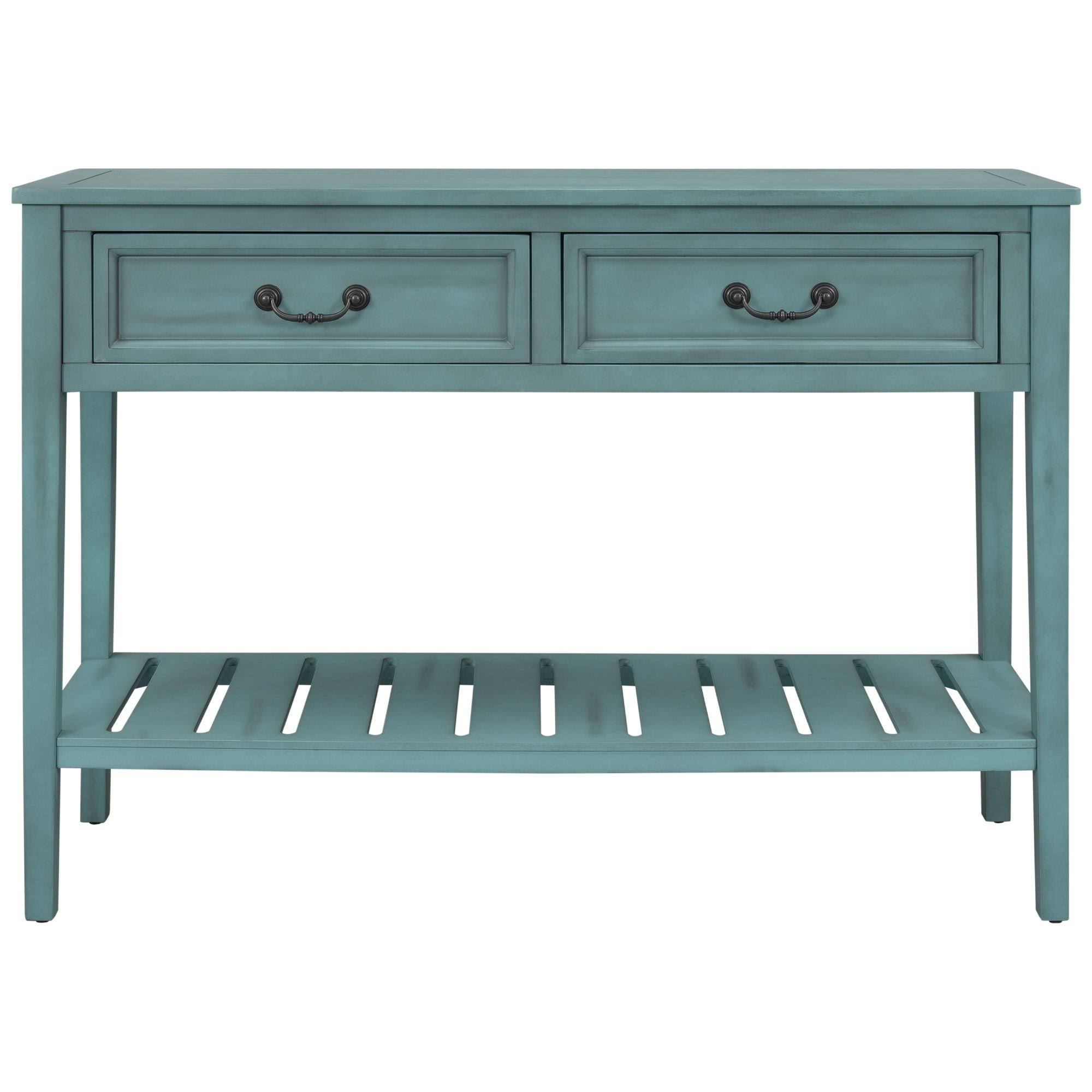 Green Console Table with 2 Drawers and 1 Shelf P459001