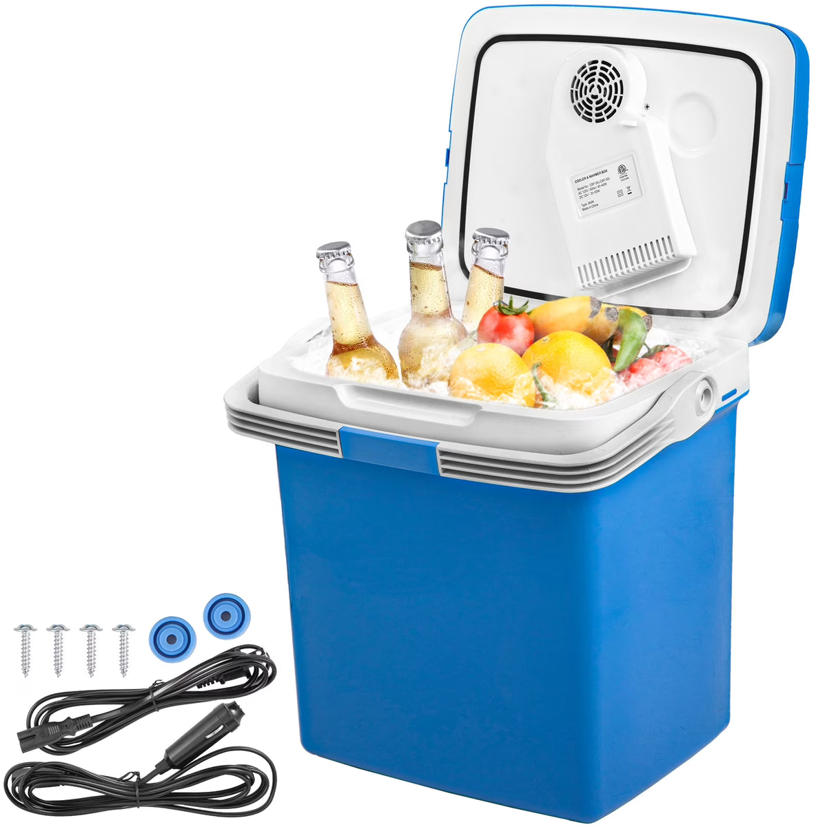 Portable Car Fridge 25L/28Qt with 110V AC Home Power Cord & 12V Car Adapter E141239
