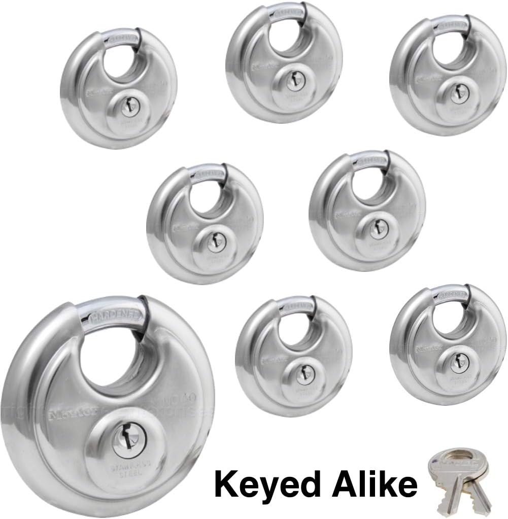 8 Keyed Alike Stainless Steel Padlocks R438623