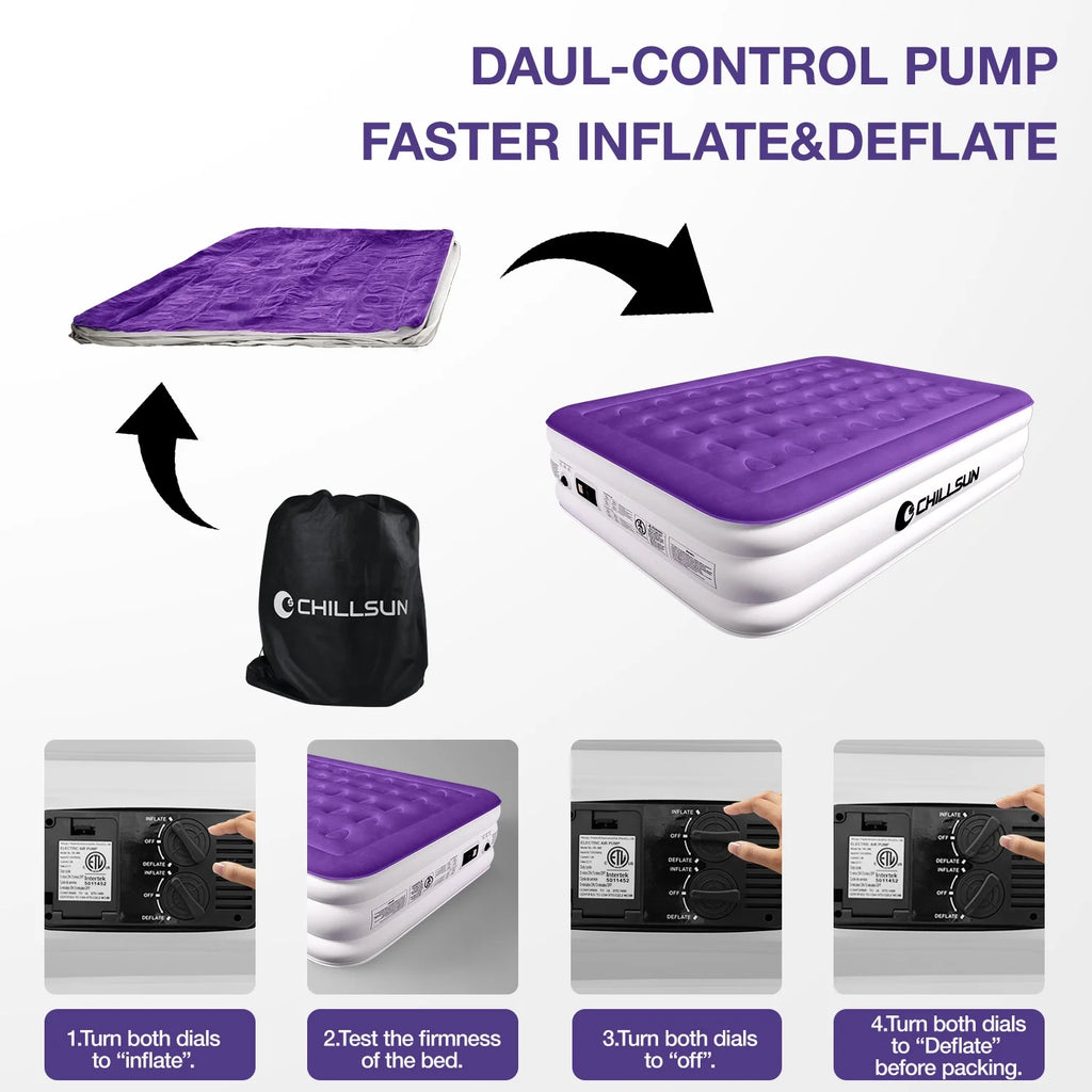 Queen Size 16 inch Inflatable Air Mattress with Built-in Pump A7864