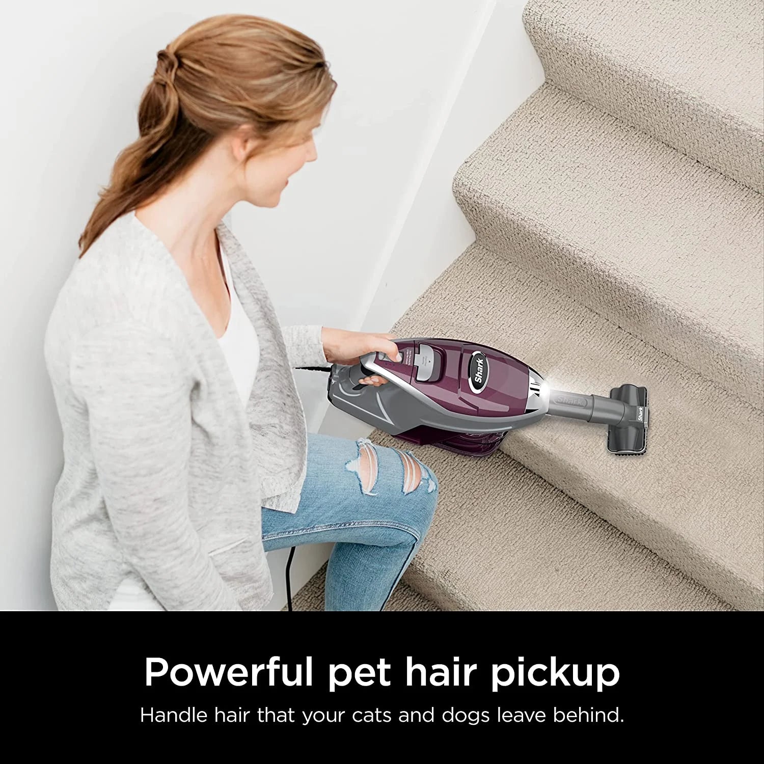 Corded Stick Vacuum with LED Headlights, XL Dust Cup, Pet Attachments D78676