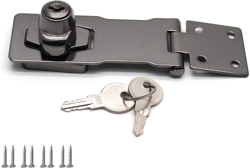 4 Inch Black Twist Knob Keyed Hasp Lock, Pack of 60pcs H839