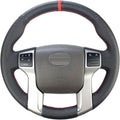 Red Perforated Leather & Matte Black Carbon Fiber Auto Steering Wheel Cover Y303753