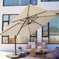 Beige 9x9 FT Square Cantilever Patio Umbrella with Aluminum Frame Y865473