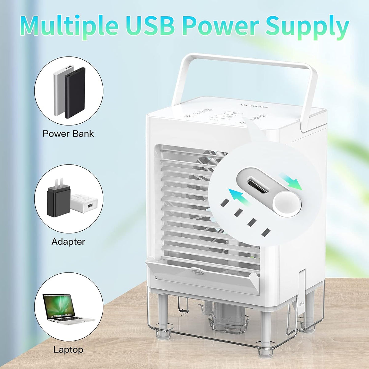 Portable Evaporative Air Cooler Fan, 5000mAh Rechargeable, Pack of 2 B889949