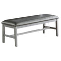 Silver Padded Metallic Gray Faux Leather Dining Bench N438