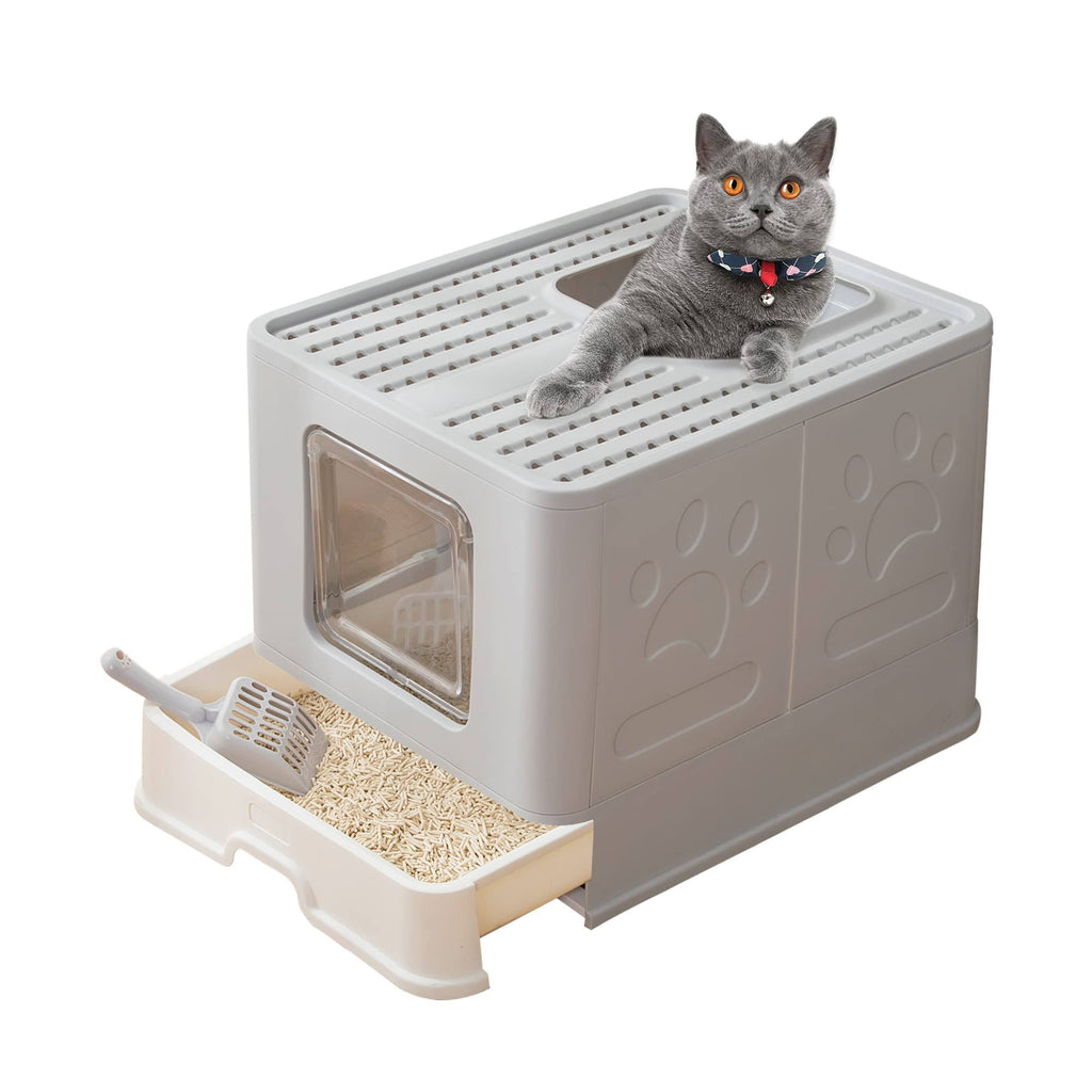 Top Entry Cat Litter Box with Anti-Splashing Pan A916575