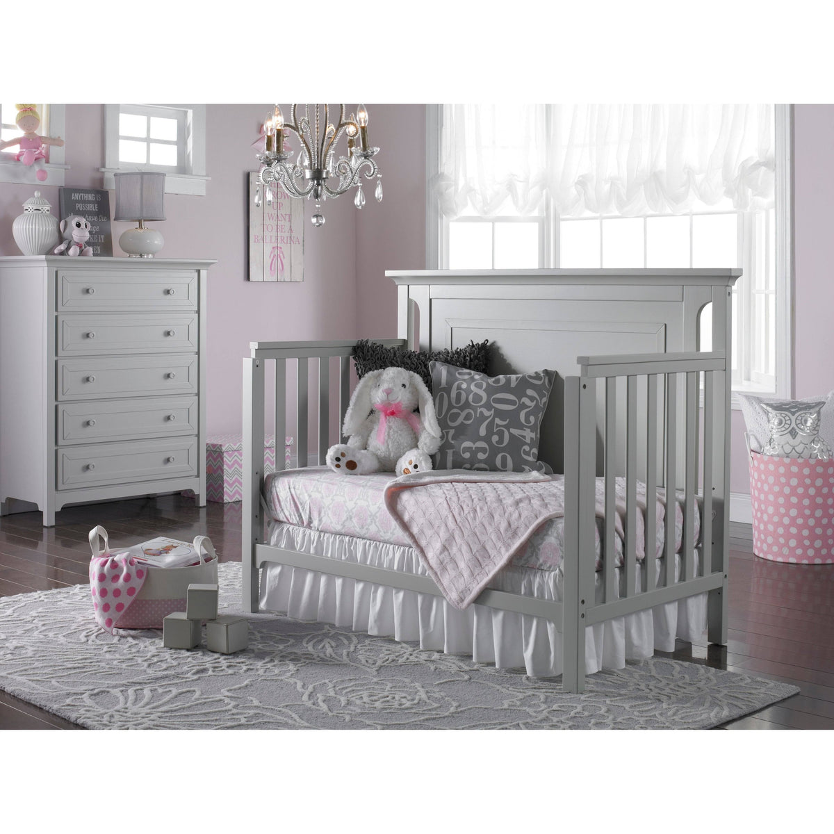 4-in-1 Convertible Crib, Misty Grey U9352