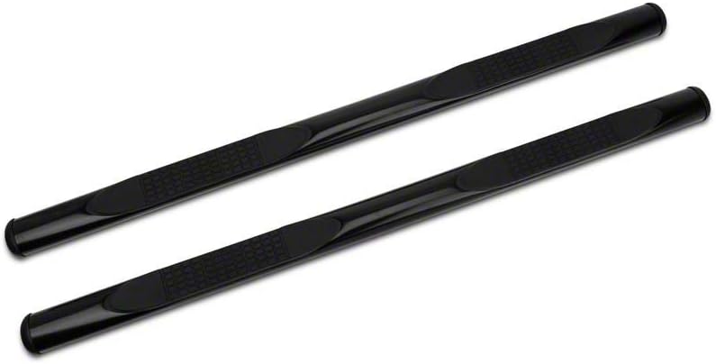 4-Inch Oval Straight End Side Step Bars; Gloss Black H183912