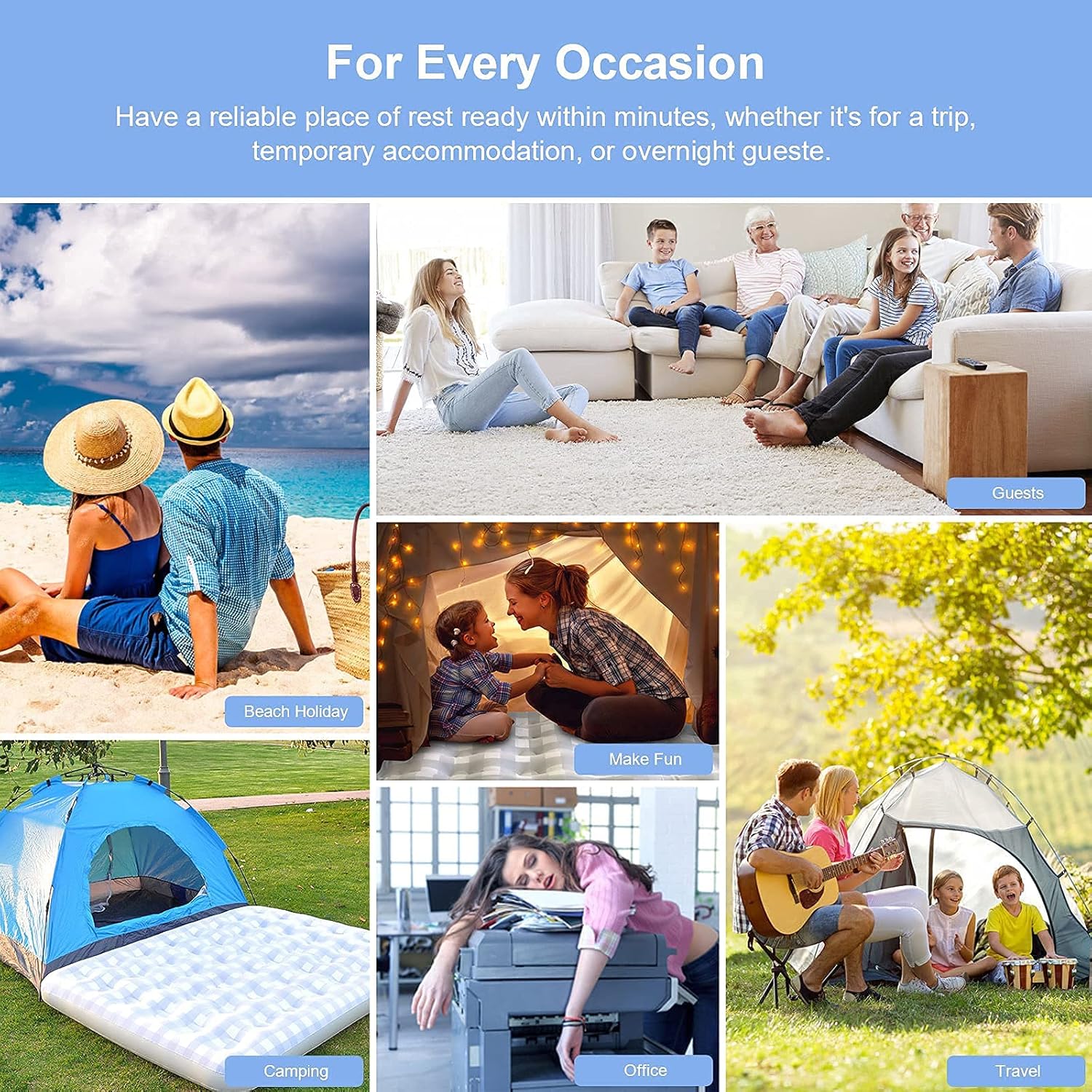 Queen Air Mattress with Flocked Top Waterproof Cover Repair Kit B608916