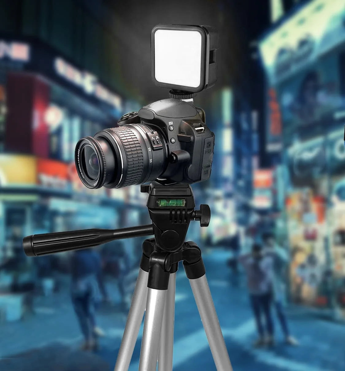 50" Tripod Vlogging Kit with 2 LED Lights, Phone Holder, Gopro Mount, Bluetooth Remote & Screen Cleaner Stand Y261