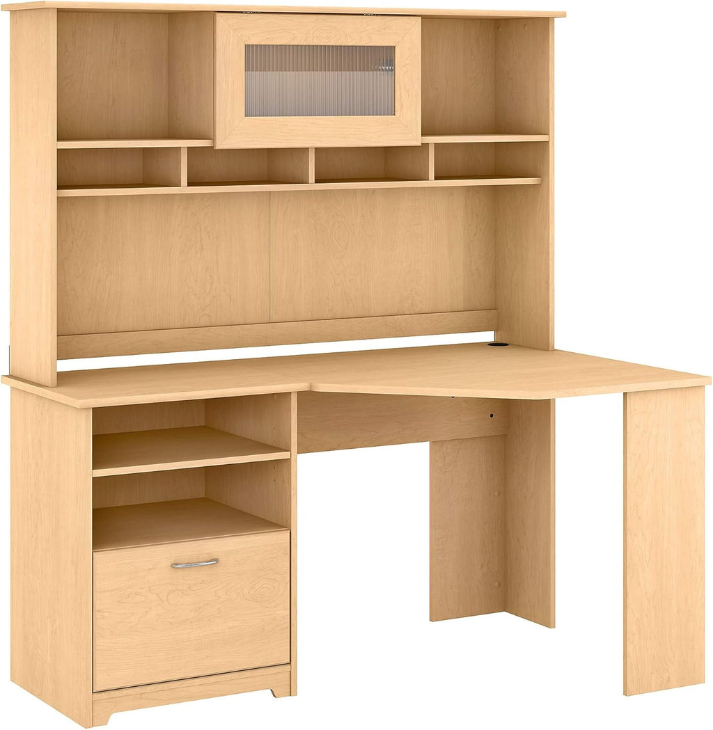 Corner Desk with Hutch, 60W, Linen White Oak X659783