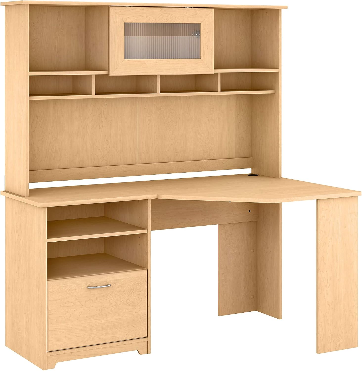 Corner Desk with Hutch, 60W, Linen White Oak X659783