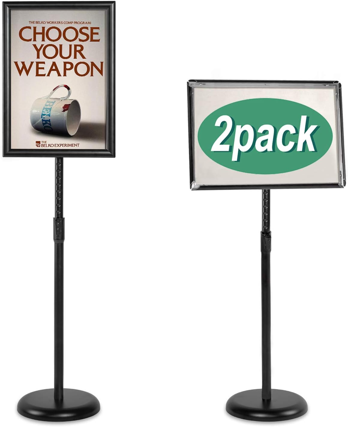 Black Pack of 2 Adjustable Aluminum Floor Standing Sign Holder A7334