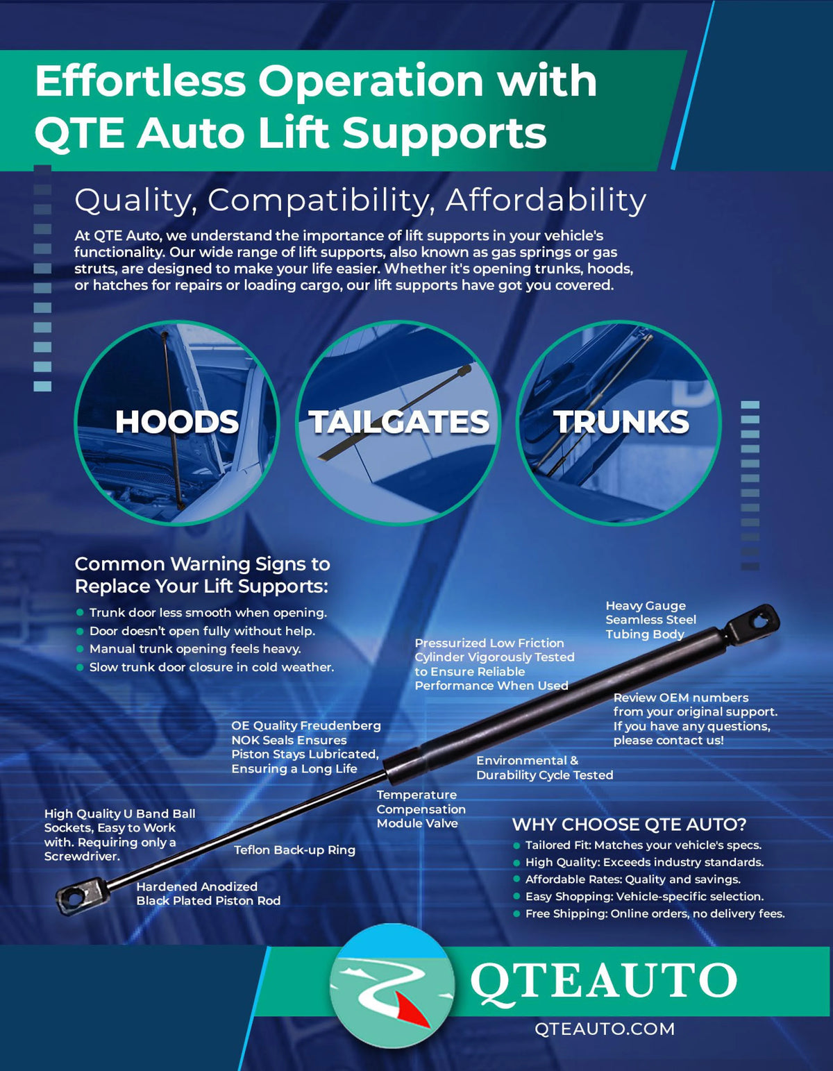 Pair of 2 Rear Tailgate Lift Support J787