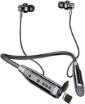 Wireless Bluetooth Neckband Earphones with TF Card Slot, 100H Playtime, Black, Pack of 2 D3129