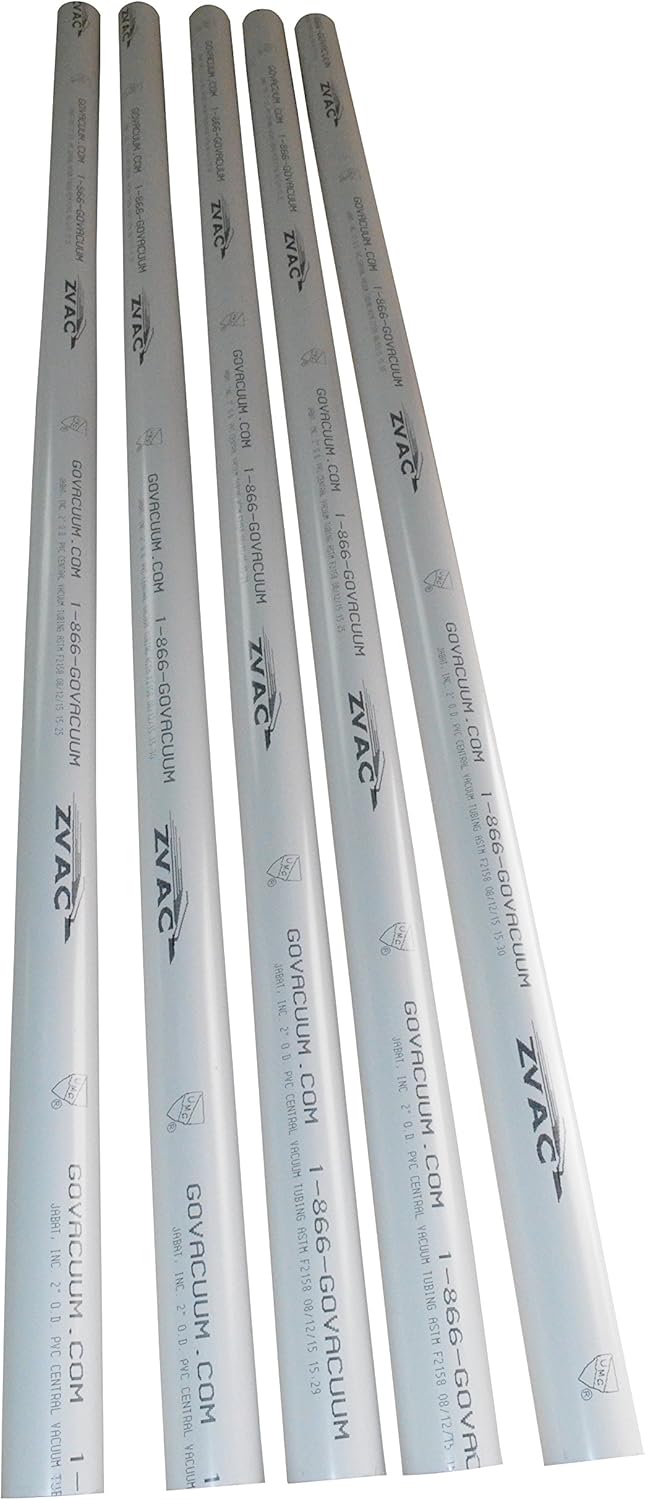 Central Vacuum Pipe Tubing Qty 5 of 56.5" (Total 23.5 feet) PVC Pipe Built in Vacuum Pipe Replacement ASTM F2158 (5) Pack of 2 U296