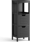 Black Wooden Bathroom Floor Cabinet with 2 Adjustable Drawers I8922