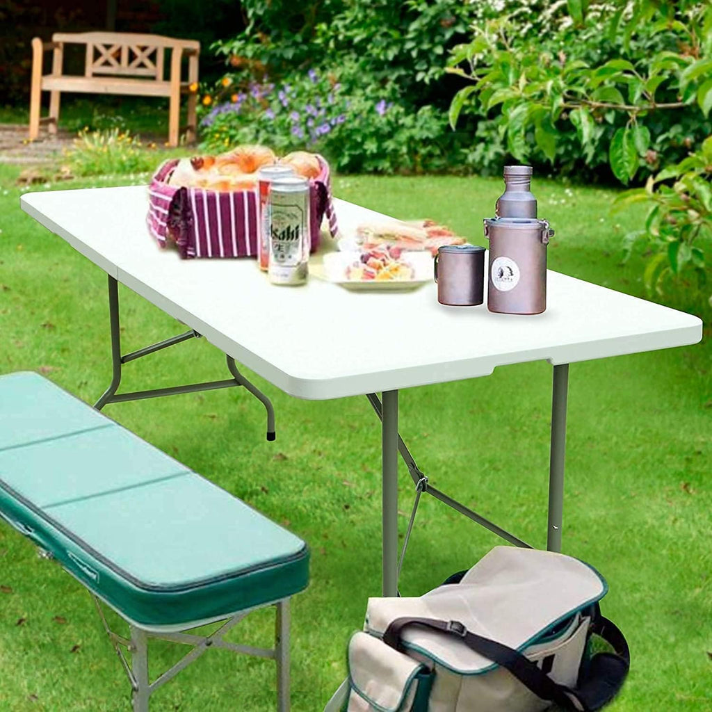 White Folding Plastic Dining Table with Handle S756155