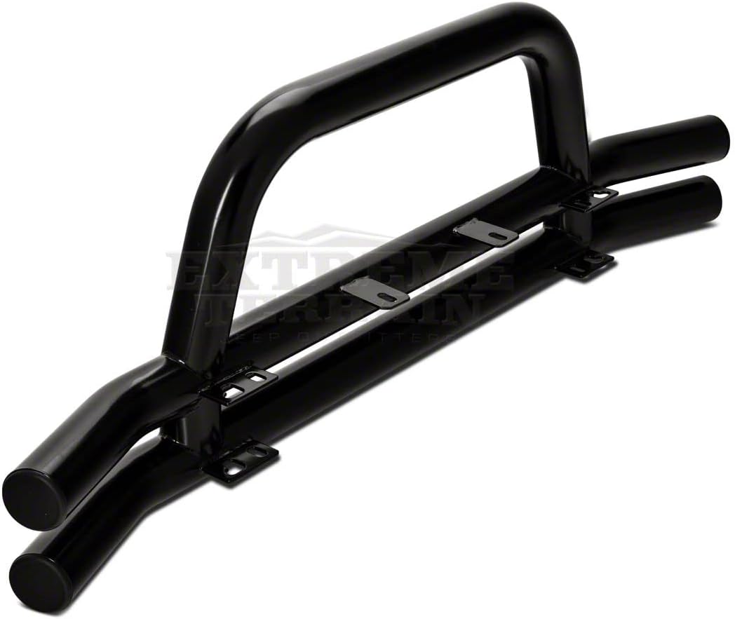 Gloss Black Double Tubular Front Bumper with Classic Over-Rider Hoop Y75237