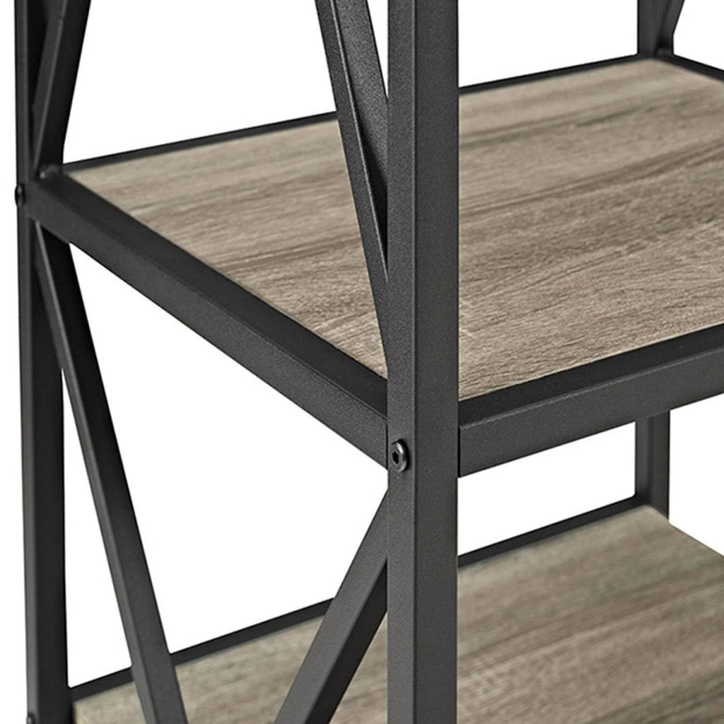 Tall X-Frame Metal and Wood Media Bookshelf X17784
