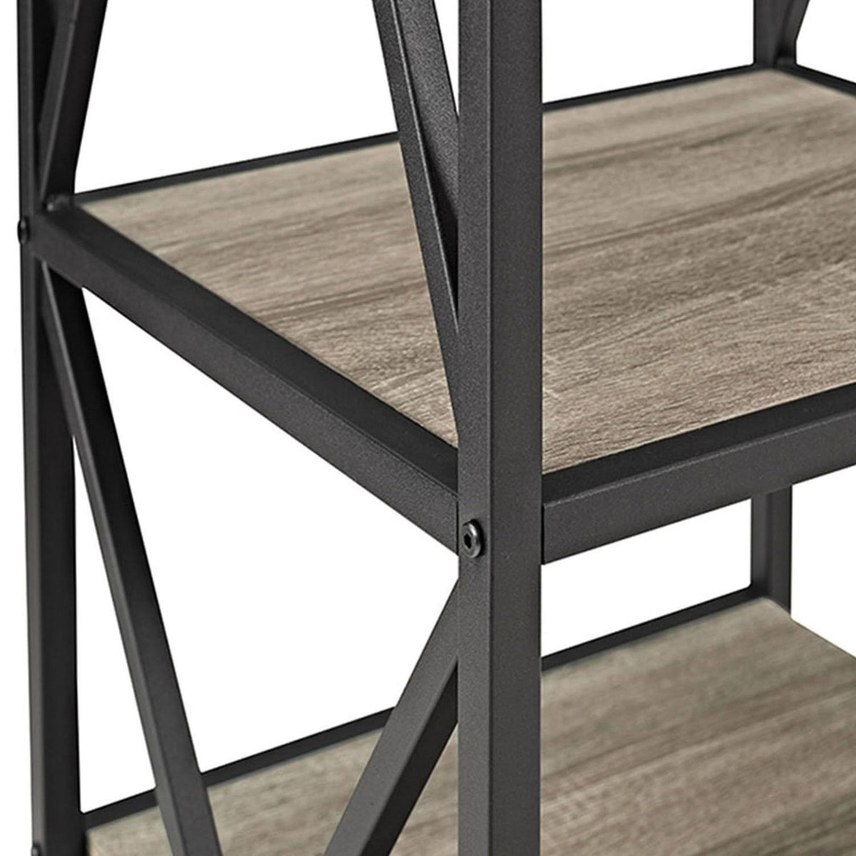 Tall X-Frame Metal and Wood Media Bookshelf X17784