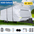 450D Double Oxford Cloth Travel Trailer RV Cover with Lashing Straps Q727