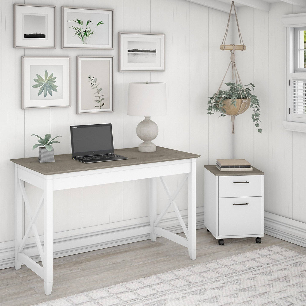 48W Writing Desk with 2 Drawer Mobile File Cabinet T304