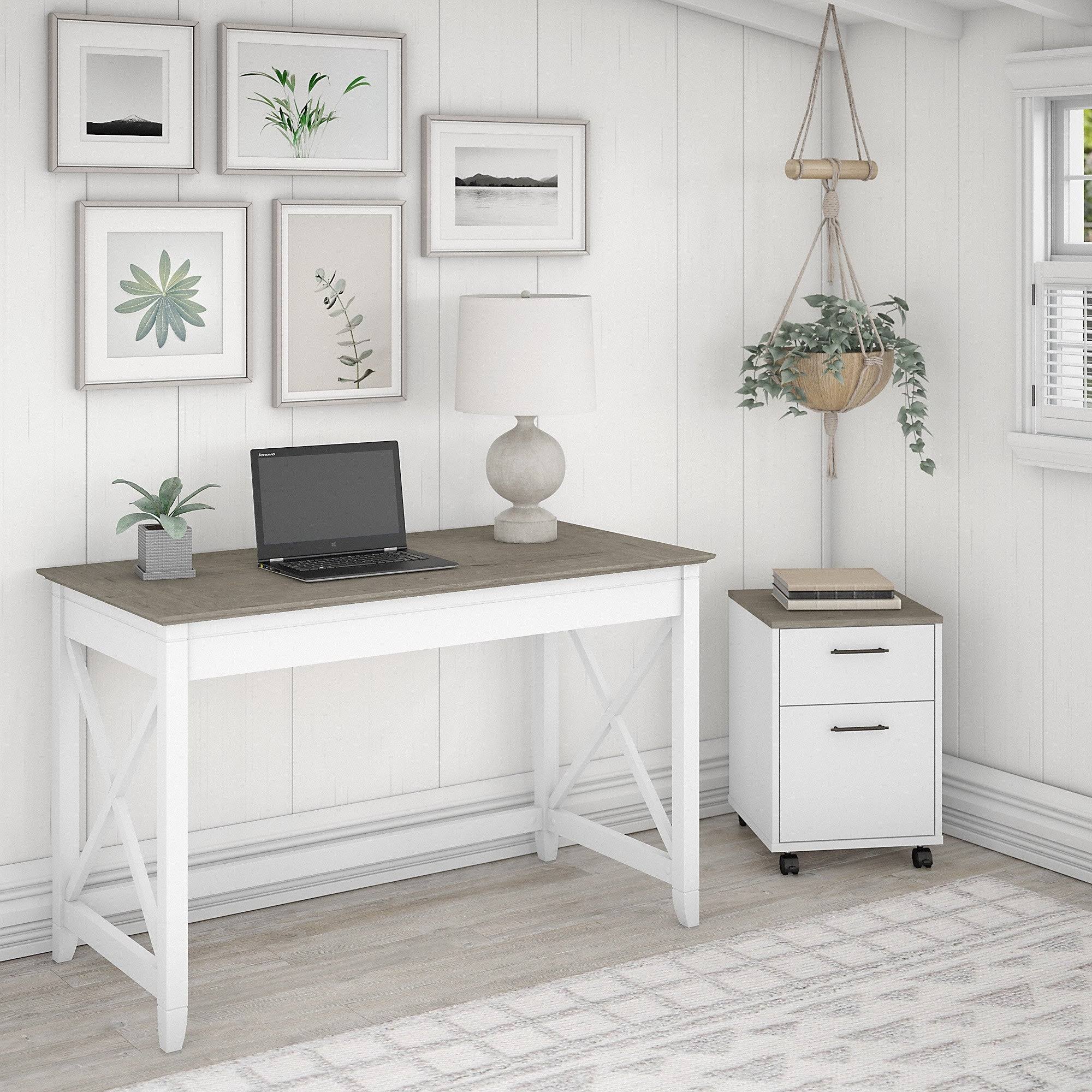 48W Writing Desk with 2 Drawer Mobile File Cabinet T304