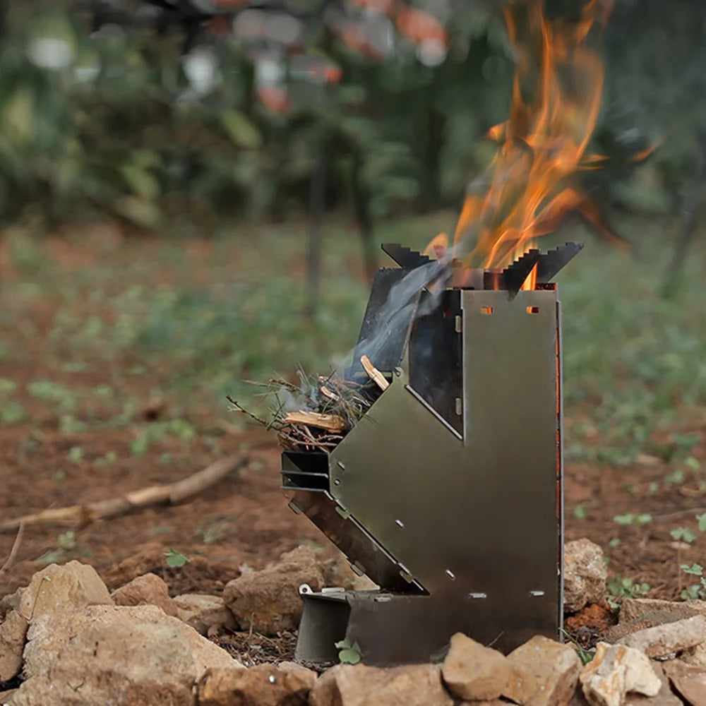 Collapsible Stainless Steel Wood Burning Stove Q748935