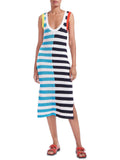 Stripe Calf Midi Dress D807
