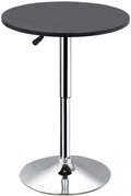 Round Pub Bar Table Black MDF Top with Silver Leg Base Adjustable Pack of 2 P424