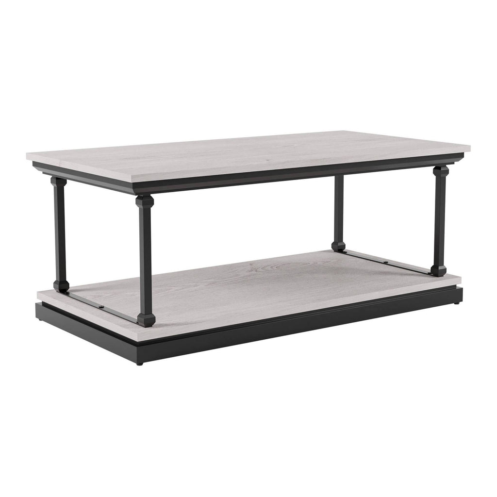 2pc Coffee and End Table Set Antique White/Black Q448