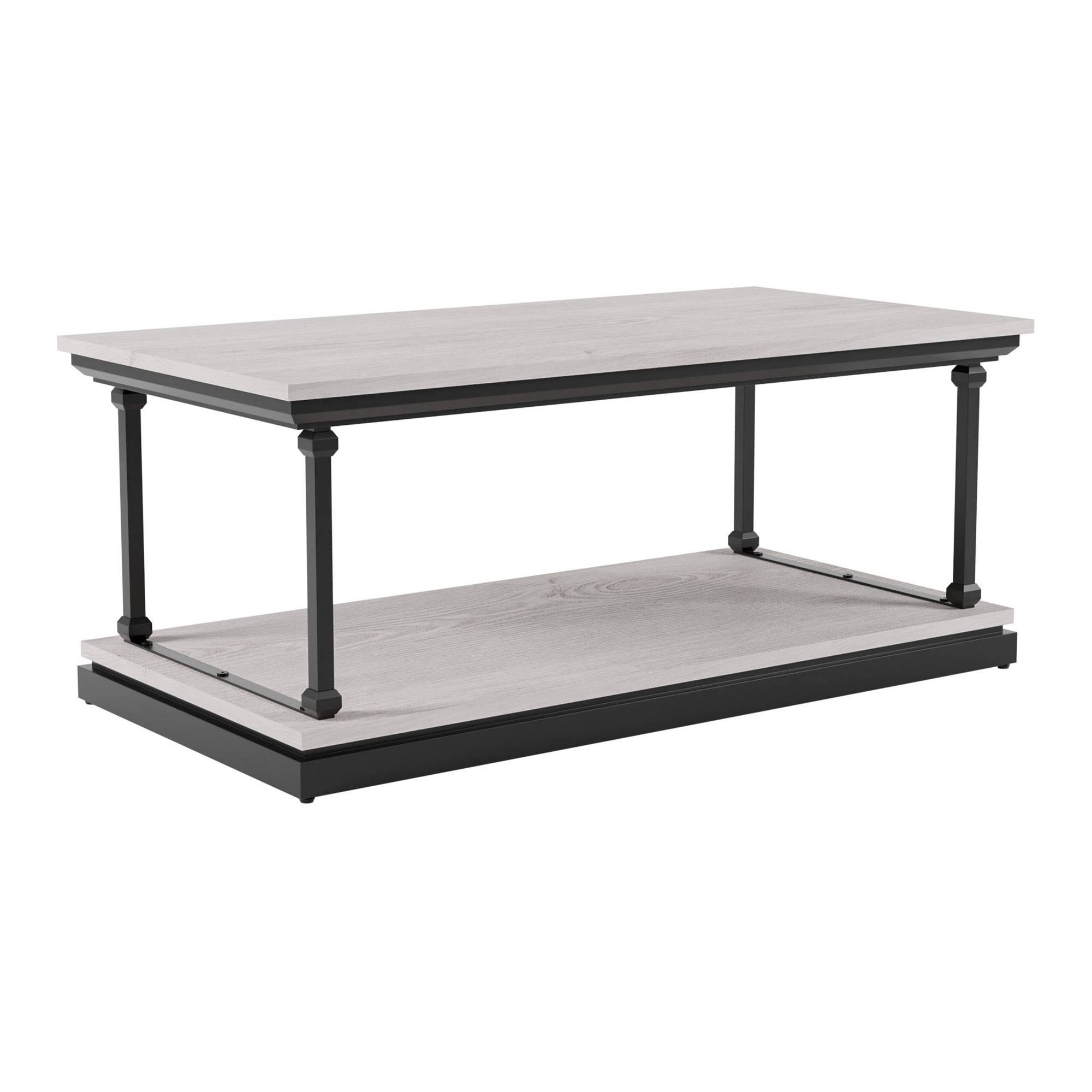 2pc Coffee and End Table Set Antique White/Black Q448