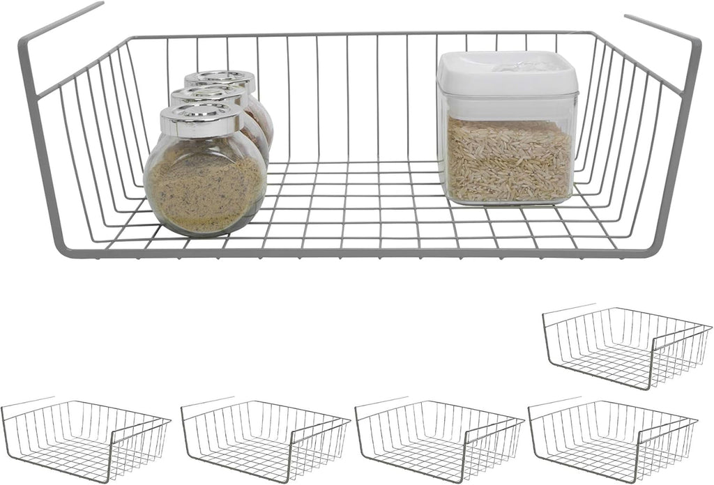 Bronze Steel Wire Undershelf Storage Basket Set of 6 E880