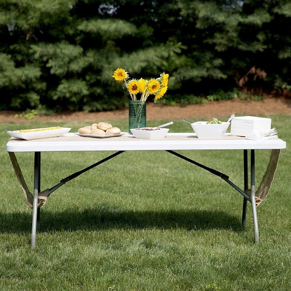 White Folding Plastic Dining Table with Handle S756155