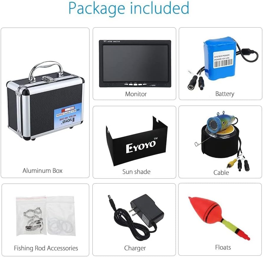 Portable Underwater Fishing Camera 7 inch LCD Monitor 1000TVL 12pcs IR Infrared Lights 50m Cable Y44234