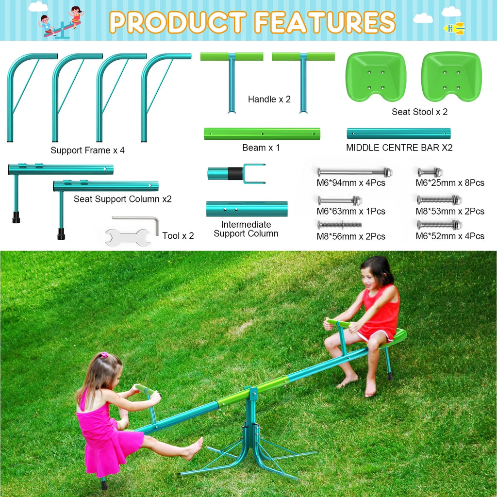 Kids Seesaw Teeter Totter with 360 Degrees Rotation Y294366