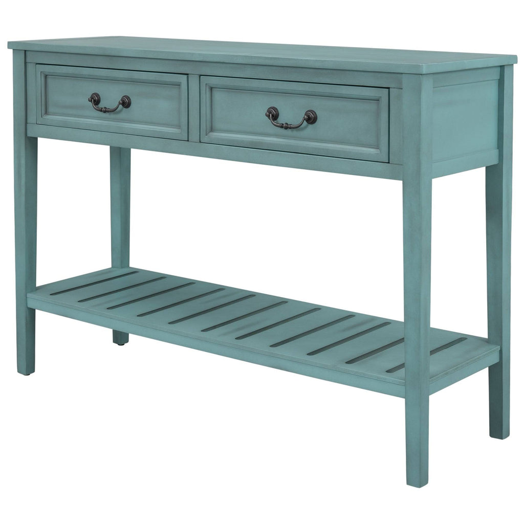 Green Console Table with 2 Drawers and 1 Shelf P459001