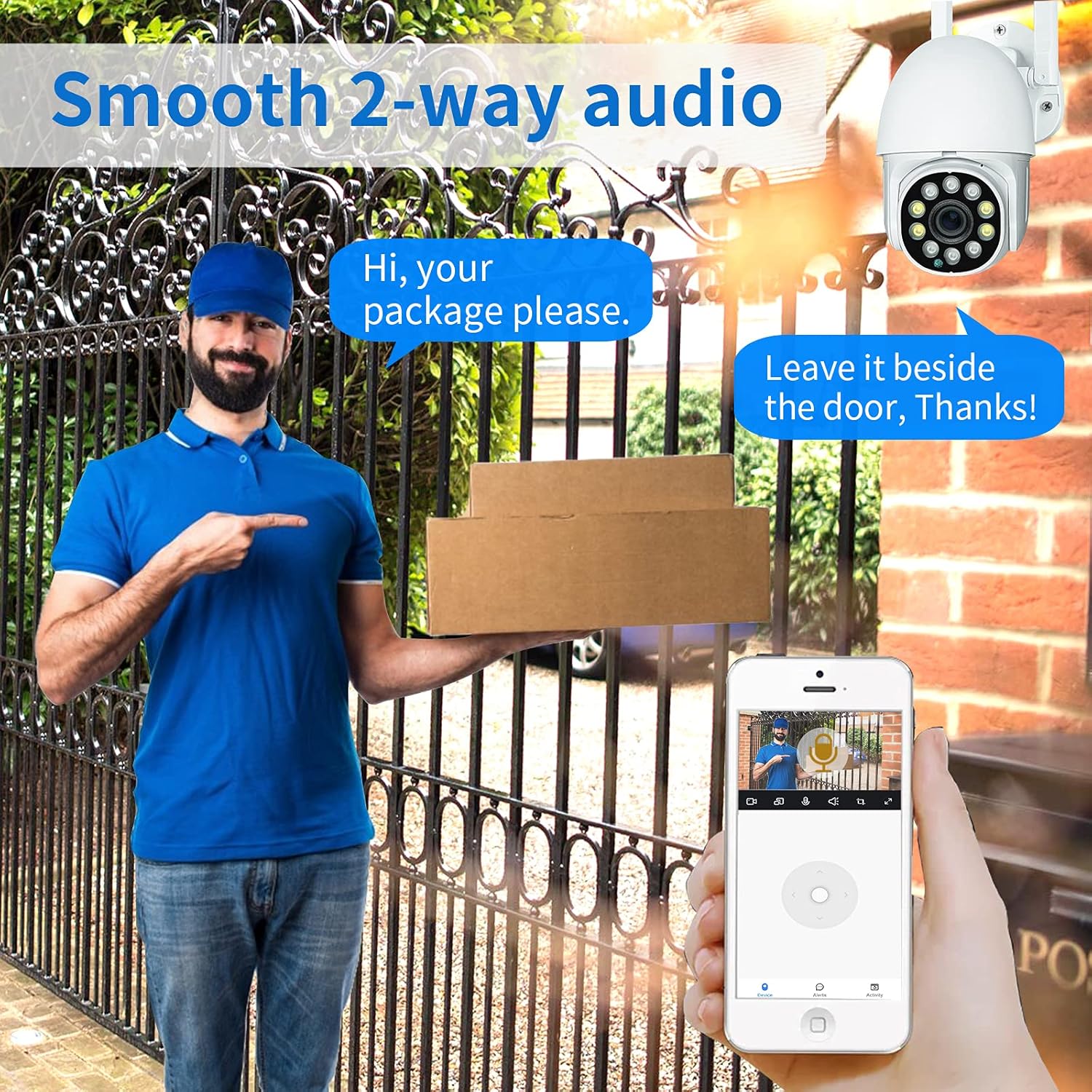 Security Outdoor Camera with WiFi, 2-Way Audio, 360° View, 1080P, PTZ, IP66 H908